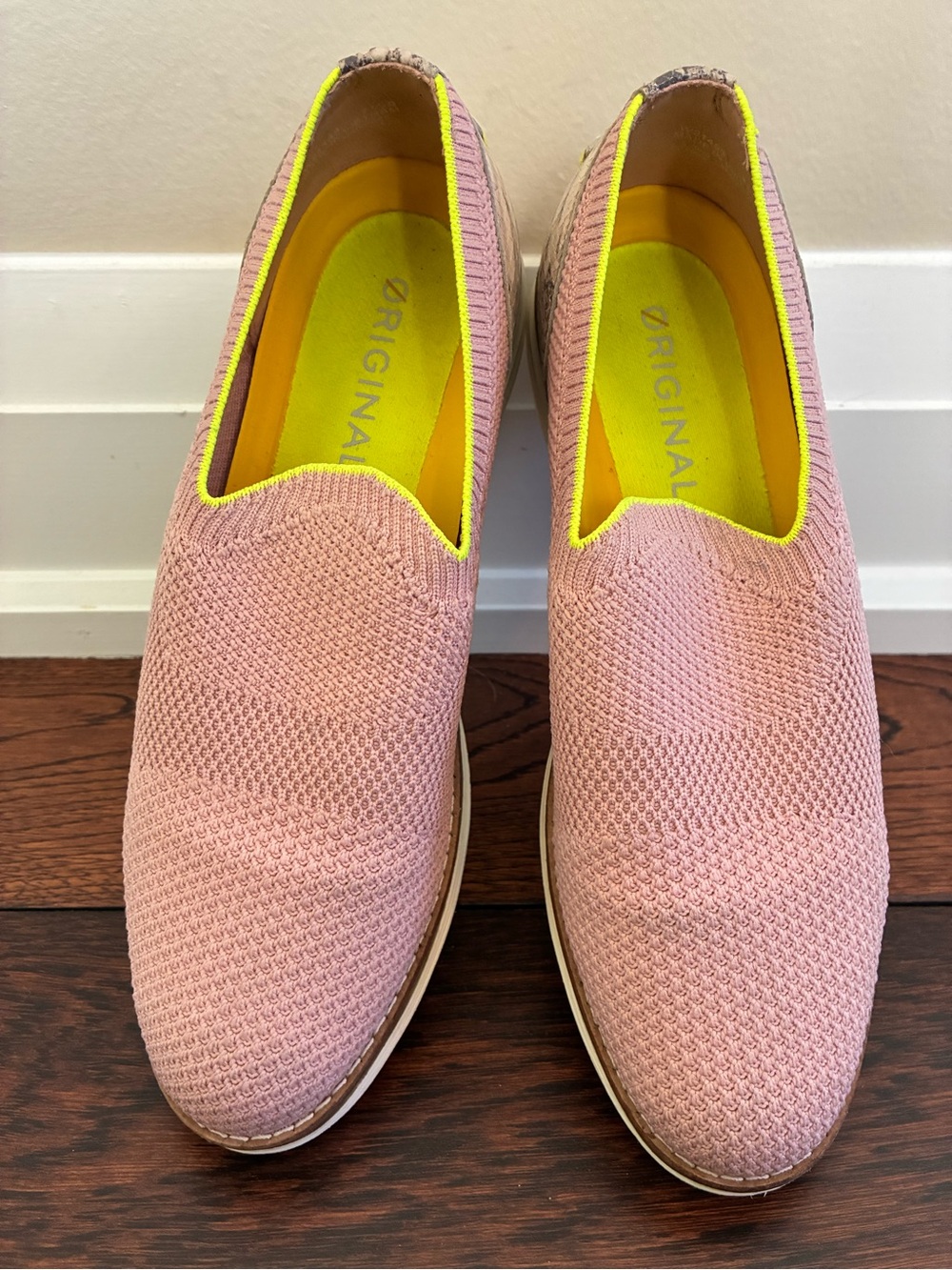 Cole Haan Slip-On Knit Women's Shoes in Pink with Neon Accent